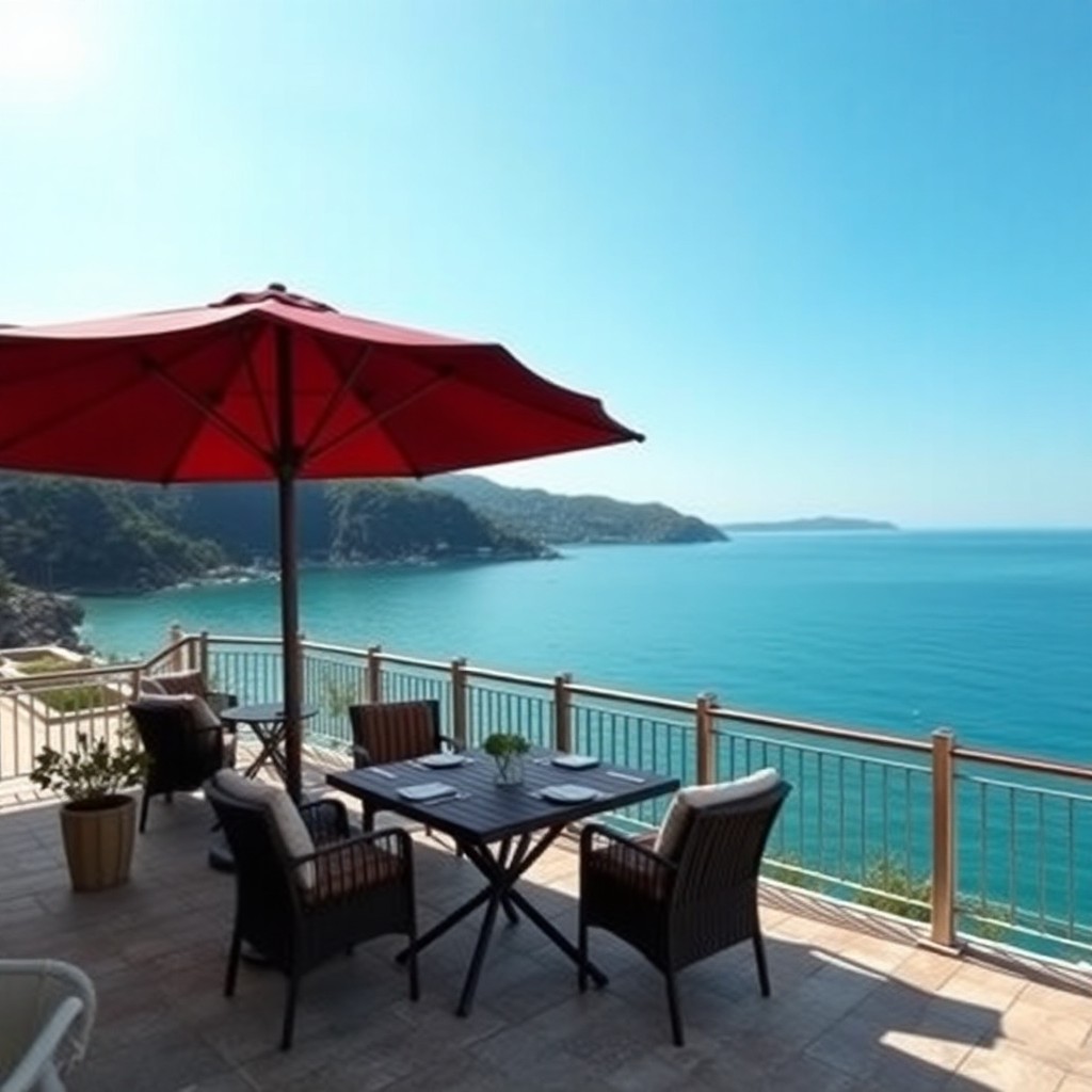 Muhteşem deniz manzaralı daire Nice sahilinde, geniş balkon ve mavi deniz